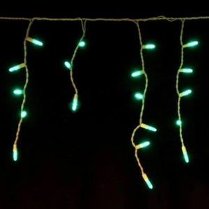 Seasonal Source 88644-R Green Icicle Lights on White Wire, 70 Bulbs