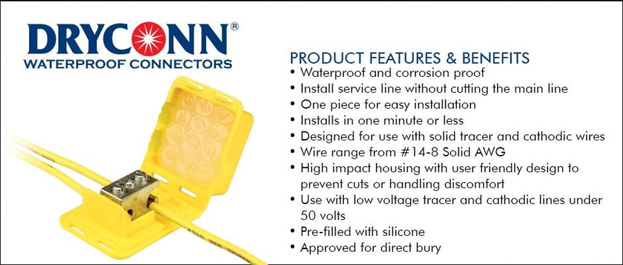 King Innovation 90740 DryConn Direct Bury Lug Plus (Yellow), Bag of 5 - Atlantic Lighting