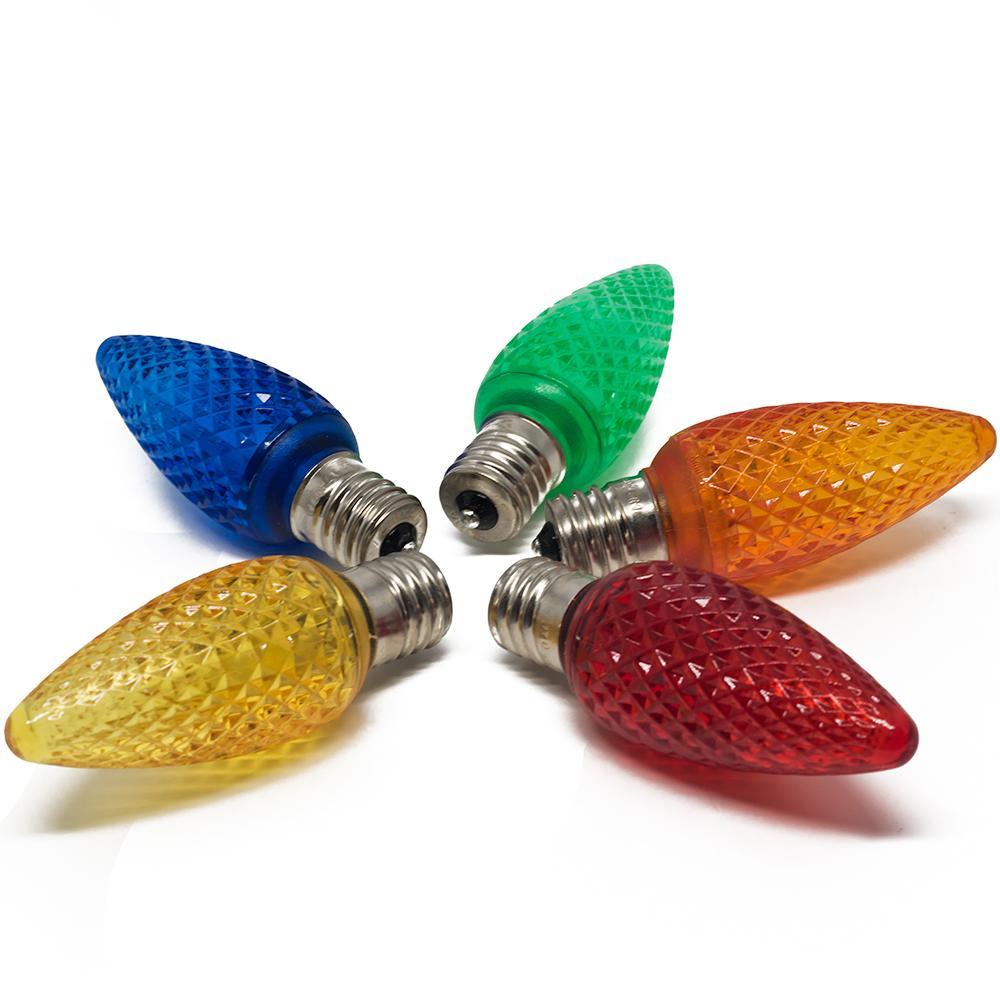 Seasonal Source LED-C7-MUL C7 LED Professional Grade Replacement Bulb, Multicolored, 120V, Box of 25 - Atlantic Lighting