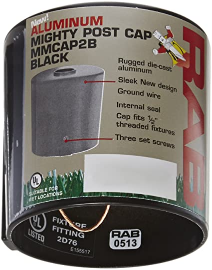 RAB Lighting MMCAP2B METAL CAP 2 FITS 2 3/8 OD PIPE BLACK - Atlantic Lighting