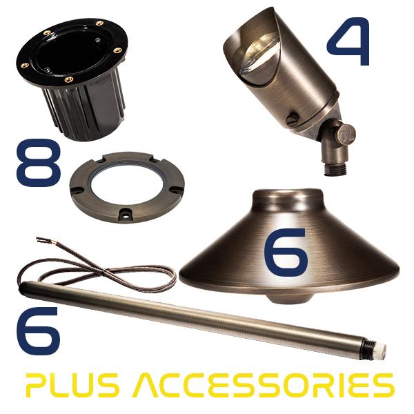 Total Light® Well Light, Path Light and  Up Light Combo #3 Complete Landscape Kit