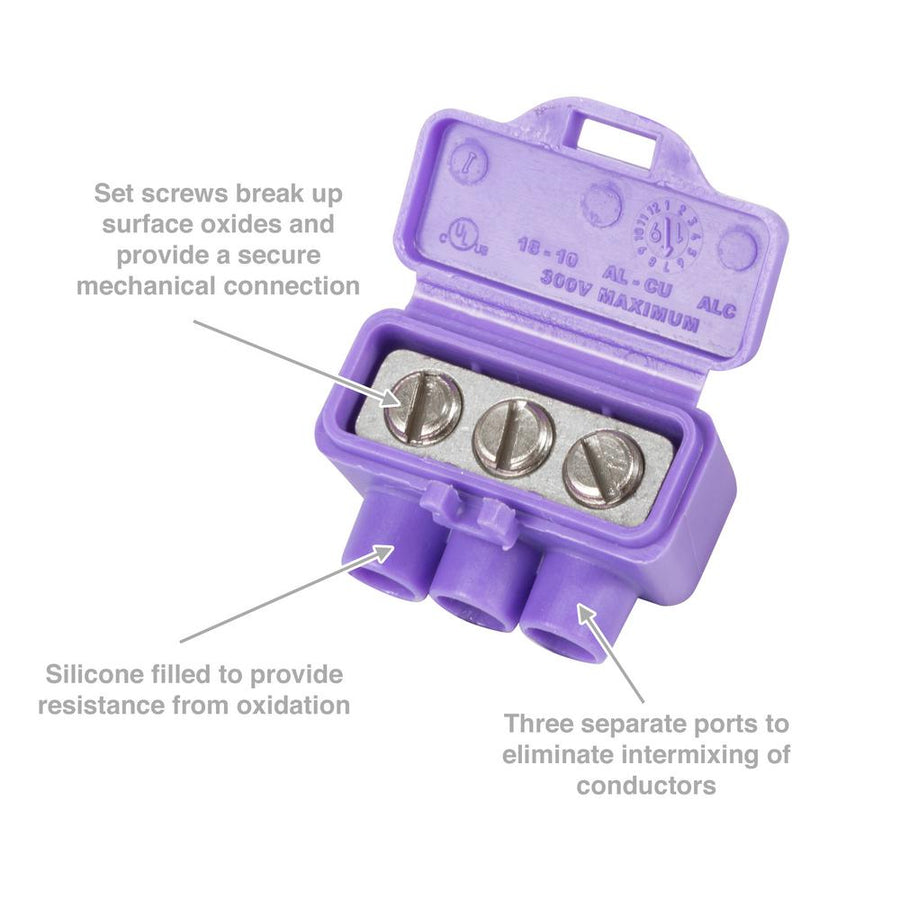 King Innovation 95145 AlumiConn 3-Port Al/Cu Wire Connectors (1000-Pack) - Atlantic Lighting