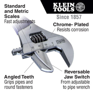 Klein Tools D86930 Reversible Jaw/Adjustable Pipe Wrench, 10-Inch