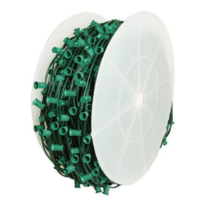 Seasonal Source - C7 Light Spool, 1000' Length, 12" Spacing, Green Wire -  - Socket Wire  - Big Frog Supply