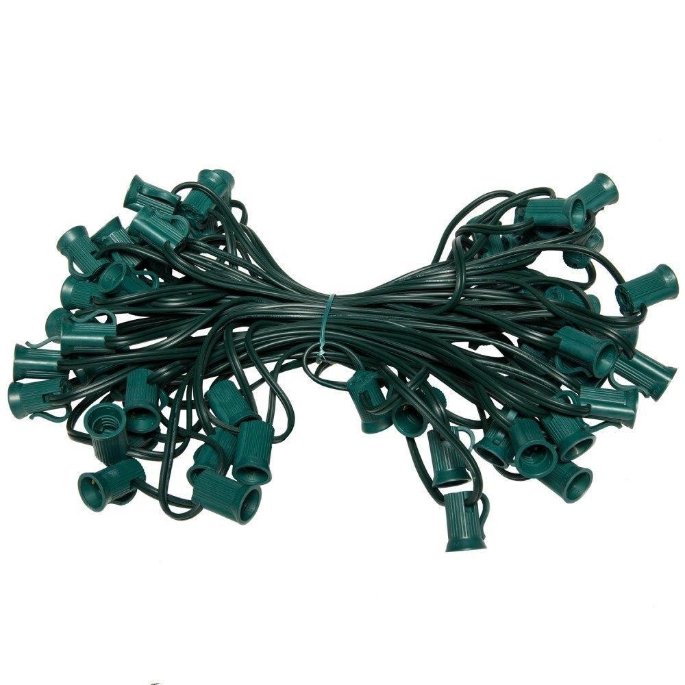 Seasonal Source C7-100-G C7 Light String, 100' Length, 12" Spacing, Green Wire - Atlantic Lighting