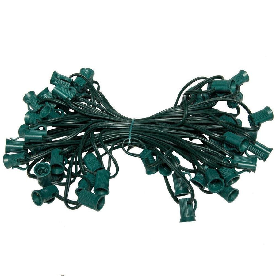 Seasonal Source C7-100-G C7 Light String, 100' Length, 12" Spacing, Green Wire - Atlantic Lighting