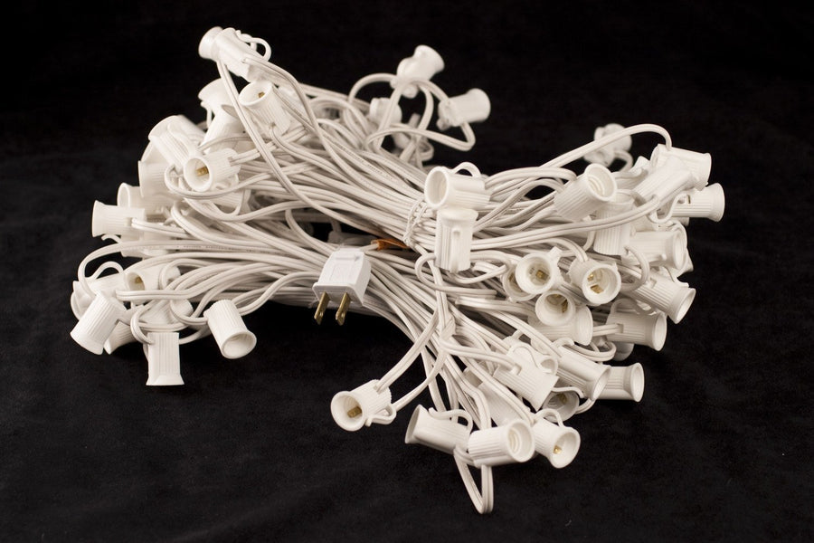 Seasonal Source C7-100-W C7 Light String, 100' Length, 12" Spacing - White Wire - Atlantic Lighting