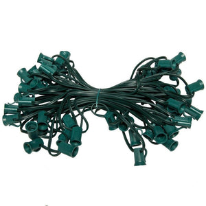 Seasonal Source - C9 Light String, 100' Length, 12" Spacing, Green Wire -  - Socket Wire  - Big Frog Supply