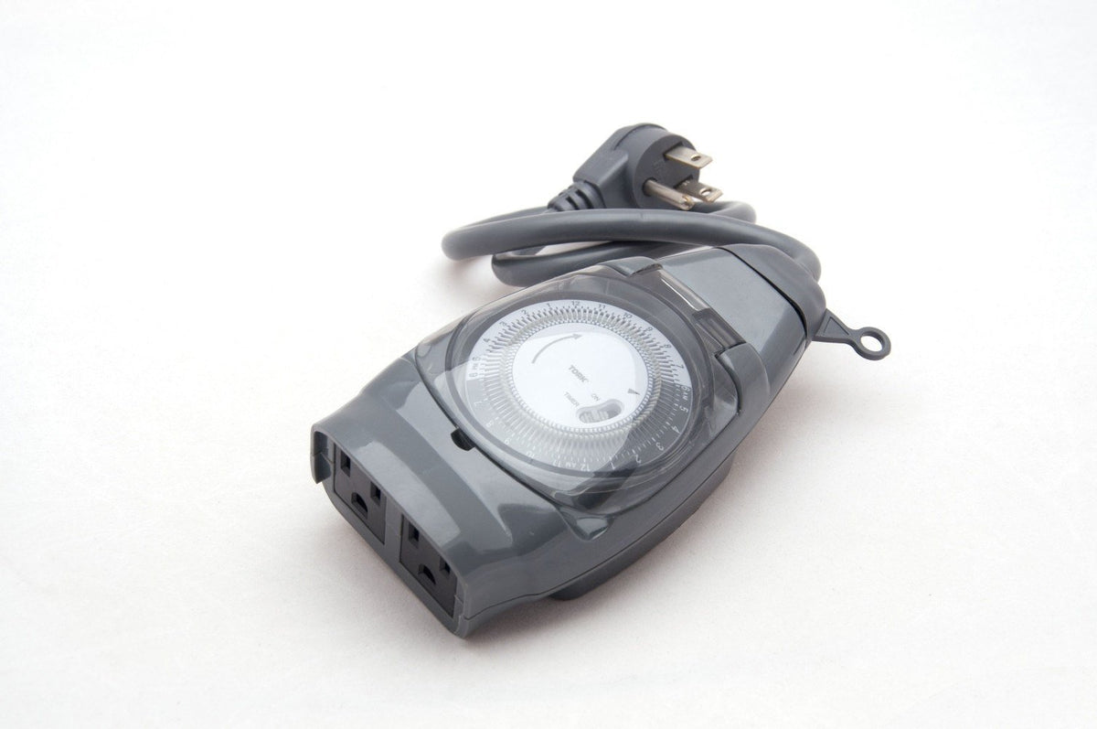 Seasonal Source TIME-100 15 AMP Heavy Duty outdoor mechanical timer w/2 outlets - Atlantic Lighting