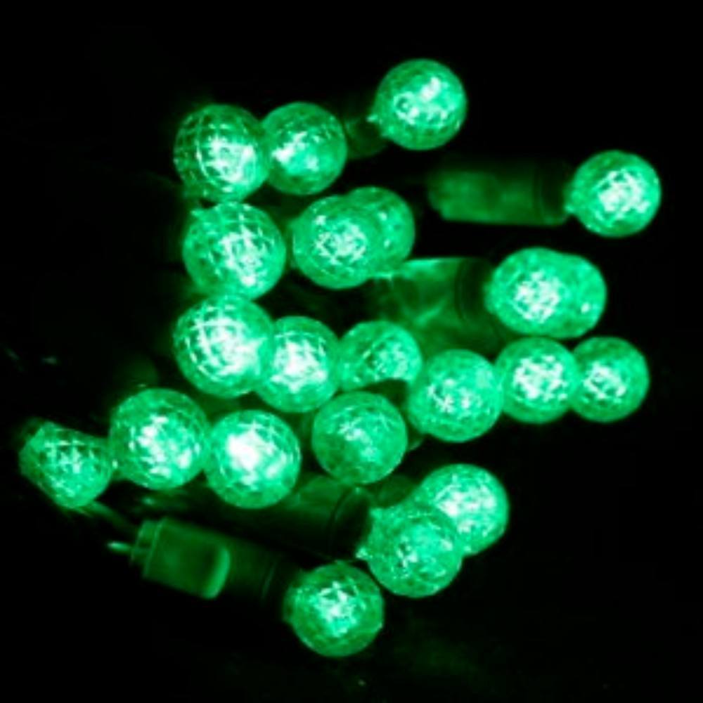 Seasonal Source 34614R-B 70 G12 Green LED String Lights, 4" Spacing - Green Wire - Atlantic Lighting