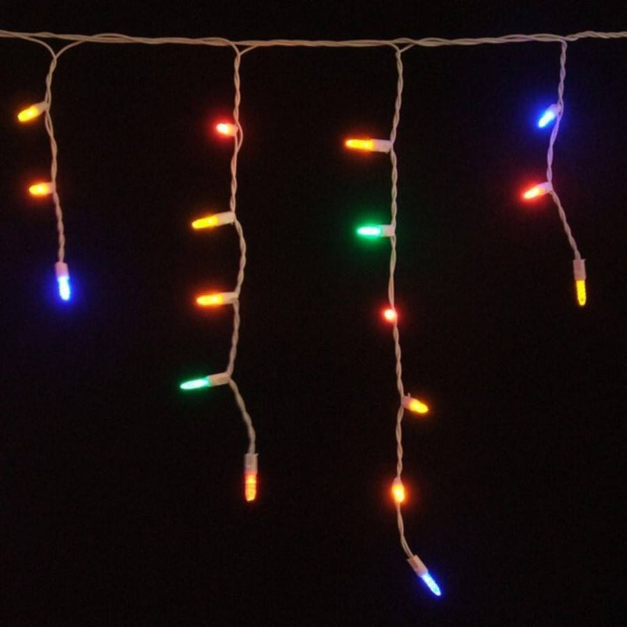 Seasonal Source 88647-R Multi-Colored Icicle Lights on White Wire, 70 Bulbs - Atlantic Lighting