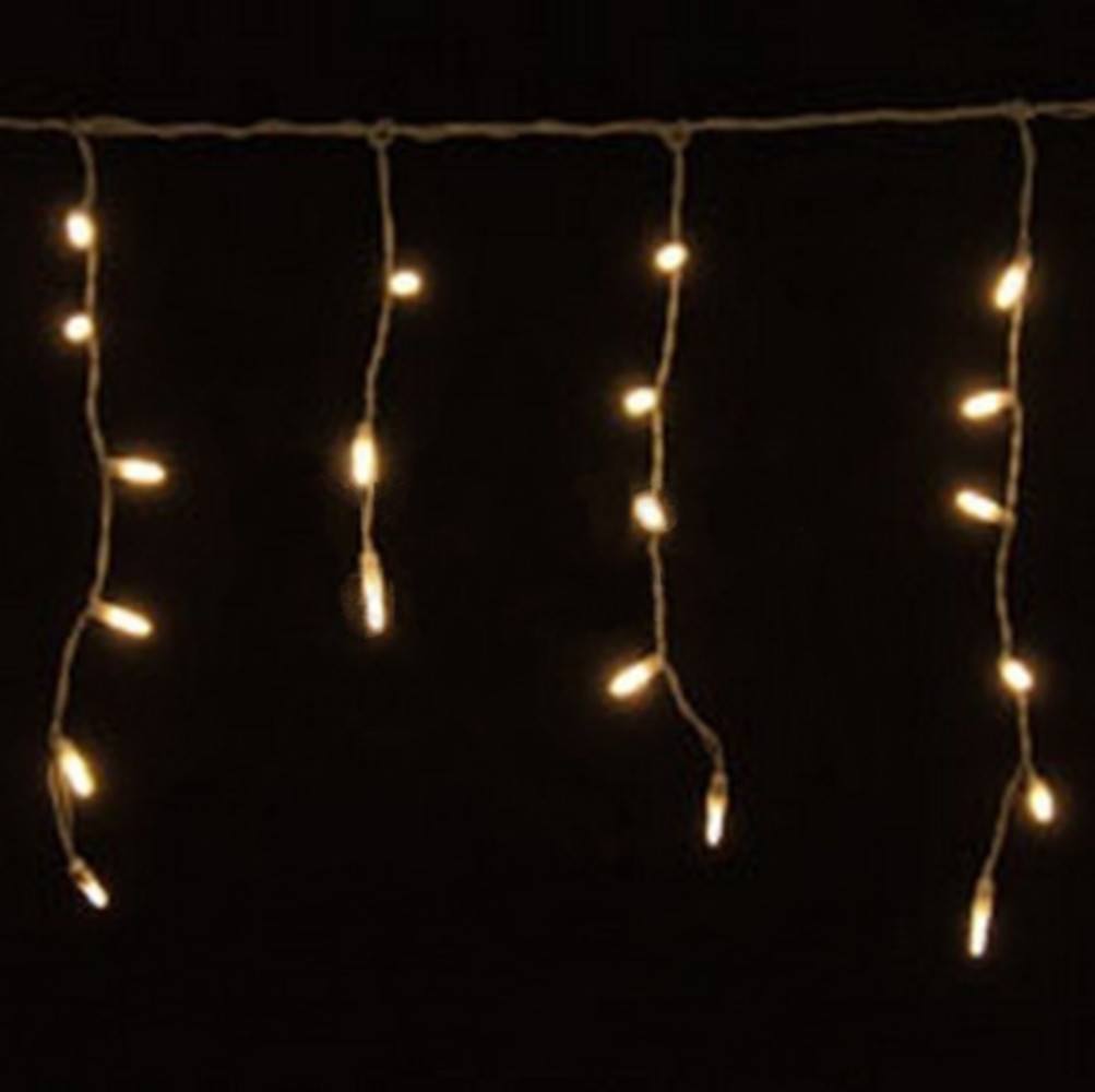 Seasonal Source 88695-R Sun Warm White LED Icicle Lights on White Wire, 70 Bulbs - Atlantic Lighting