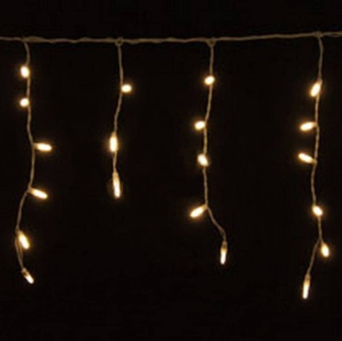 Seasonal Source 88695-R Sun Warm White LED Icicle Lights on White Wire, 70 Bulbs